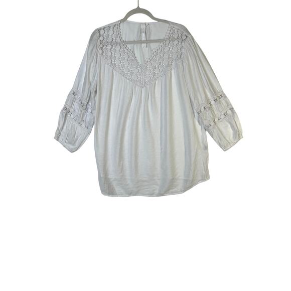 Grand & Greene womens size L top white crochet detail long sleeve fairy core - Picture 1 of 9